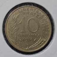 *FRANCJA [0113]*10 centymów CENTIMES 1976 Piąta Republika, Marianna Rośliny