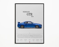 PLAKAT NISSAN GTR R34 IDEALNY NA PREZENT OBRAZ NA ŚCIANE A3
