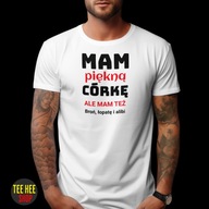 ŚMIESZNA KOSZULKA "MAM PIĘKNĄ CÓRKĘ" DLA TATY T-SHIRT BIAŁY M
