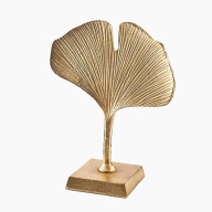 Złota metalowa figurka liść miłorząb 30 cm