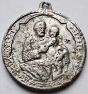 Medalik św. Józef i Maryja z dzieciątkiem Jezus śr. 26 mm aluminium