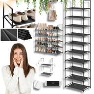 SZAFKA REGAŁ PÓŁKA STOJAK NA BUTY METALOWA CZARNA WĄSKA MAŁA PIONOWA