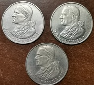 35. Polska 1000 złotych, 1982, Papież Jan Paweł II X 3, Srebro Ag.