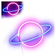 LAMPKA NOCNA NEON LED PLANETA LAMPA NA ŚCIANĘ JUPITER USB BATERIE DEKORACJA