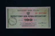 Polska Depozytowy bon rewaloryzacyjny 100 zł 1982 rok !!!