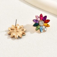 KOLCZYKI VINTAGE KWIATAMI KWIATKI KWIATKAMI BOHO RÓŻE DŁUGIE DIAMENTY SEXY