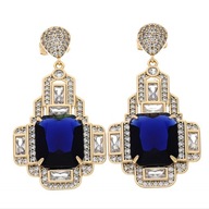 63566 KOLCZYKI 18K POZŁACANE 45/23 MM okazałe z kryształami i cyrkoniami