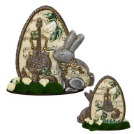 DEKORACJA WIELKANOCNA stroik jajko królik 20 x 21