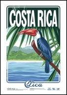 A2 KOLOROWY PLAKAT OBRAZ KOSTARYKA COSTA RICA, TUKAN, VINTAGE RETRO, NR 2