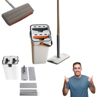 MOP PŁASKI OBROTOWY 360 WIADRO DWUKOMOROWE Z WYCISKACZEM KIJ TELESKOPOWY