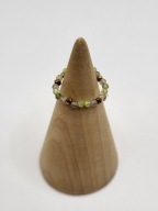 Pierścionek na gumce z kamieni Peridot, hematyt , Kwarc Dymny