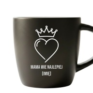 Kubek czarny biały grawer Mama wie najlepiej imię prezent personalizowany
