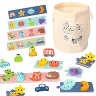 Układanka Sensoryczna Memory Drewniana Montessori Gra WOOPIE