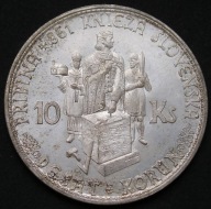 Słowacja 10 koron 1944 - książę Pribina - bez krzyża - srebro