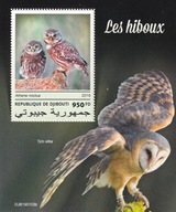 Dżibuti 2019 ** cena 14,50 zł kat.7,50€ - sowy, blok