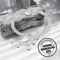 Bransoletka Srebro 925 Wielowarstwowa Serca Żmijka