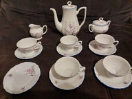 Bolesławiec porcelanowy serwis kawowy motyw kwiatowy sygnatura 38 PRL