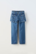 SPODNIE JEANSOWE ZE WSTAWKĄ IMITUJĄCĄ SPÓDNICĘ DZIEWCZYNKA 152