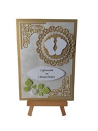 ZAPROSZENIA CHRZEST STOPKI W SERWETCE C6 ZŁOTO