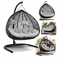 FOTEL WISZĄCY KOKON 2 OSOBOWY HUŚTAWKA OGRODOWA NA TARAS KOSZ DUŻY XXL
