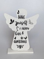 Anioł drewniany dekoracja ozdoba aniołek biały z drewna figurka