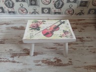 TABORET,STOŁEK, ZYDELEK SKRZYPCE RÓŻE, SHABBY CHIC