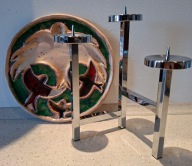 SWIECZNIK MODERN CHROM ITALY,CERAMIC GLAZED NA ŚCIANĘ 80s