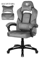FOTEL GAMINGOWY LUGANO| Alcantara Szary| Ergonomiczny z Poduszkami
