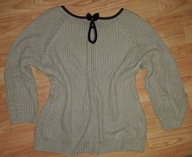 Beżowy sweter ze złotą nitka i kokardka z tyłu M