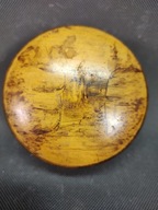 Stara drewniana szkatułka góralska - okrągła