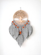 Łapacz snów Szary Makrama drzewo życia korale Boho