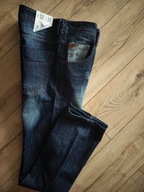 Spodnie męskie 32/32 miękki jeans granat straight pas88