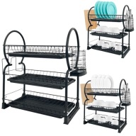 SUSZARKA OCIEKACZ NA SZTUĆCE DO NACZYŃ TRZYPOZIOMOWY METALOWY CZARNY