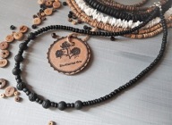 ROCK naszyjnik czarna lawa wulkaniczna i drewno kokosowe BlackberriesArts