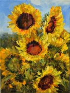 Słoneczniki" obraz olejny na płótnie 30x40cm , oryginał Garncarek Al,,,