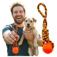 SZARPAK DLA PSA PIŁKA NA SZNURKU MOCNA ZABAWKA GRYZAK SZNUR DO APORTOWANIA