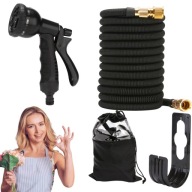 WĄŻ OGRODOWY ROZCIĄGLIWY ELASTYCZNY + PISTOLET ZŁĄCZKI 15 M SOLIDNY