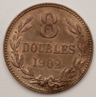 Guernesey 8 doubles 1902 (stempel odwrócony)