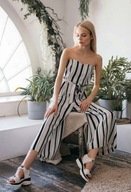 H & M kombinezon gorsetowy kuloty paski prążki szerokie nogawki elegancki M