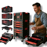 Mobilny warsztat QBRICK PRO Set 2 skrzynki narzędziowe na kółkach, szuflady