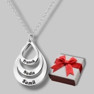Naszyjnik trzy krople - grawer gratis - napis - prezent