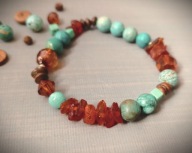 AMBER bransoletka bursztyn bałtycki miętowy turkus jadeit drewno kokosowe