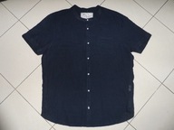 STÓJKA LEN GRANATOWA LNIANA jak NOWA KOSZULA r XL