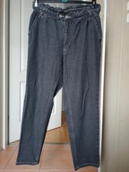 rainbow 44 spodnie dżins strecz proste wysoki stan szare na gumie