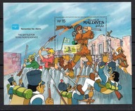 Maldives I. 1986 bl**118, bajki Disney, wojna, militaria, bitwa pod Alamo