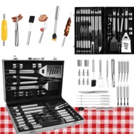 ZESTAW DO GRILLA SOLDNE SZTUĆCE PRZYBORY I AKCESORIA Z NIERDZEWKI+WALIZKA