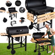 GRILL WĘGLOWY OGRODOWY 2 RUSZTY CHROMOWANE 2 PÓŁKI POPIELNIK POKRYWA DUŻY