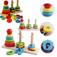 SORTER UKŁADANKA LOGICZNO ZRĘCZNOŚCIOWA DREWNIANA ZABAWKA EDUKACYJNA ZESTAW