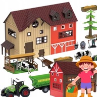 DUŻA FARMA ZESTAW DOMEK STODOŁA GOSPODARSTWO TRAKTOR FIGURKI ZWIERZĘTA 2W1