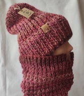 (02) Czapka wełniana z kominem XS/S - rozmiar uniwersalny ok. 48 - 54 cm.